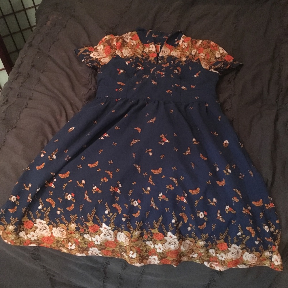 Blue floral ModCloth party dress